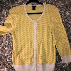 Ann Taylor Yellow & White Medium Cardigan